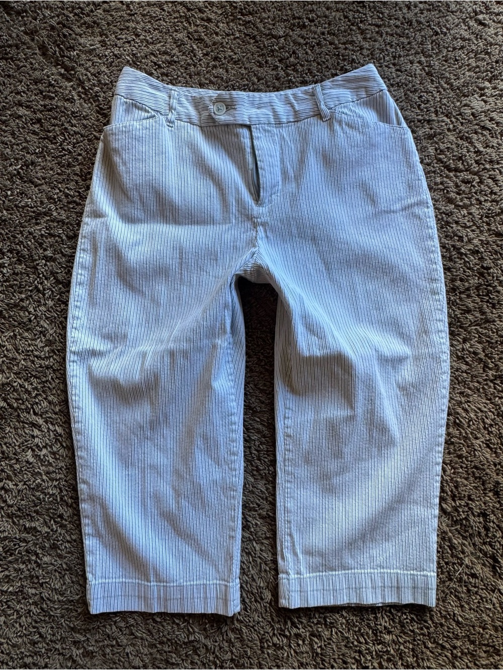 St. John's Bay White and Light Blue Striped Stretch Shorts